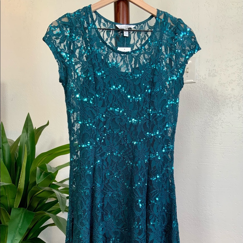 NWT Speechless Juniors Teal Lace Dress Sz L
